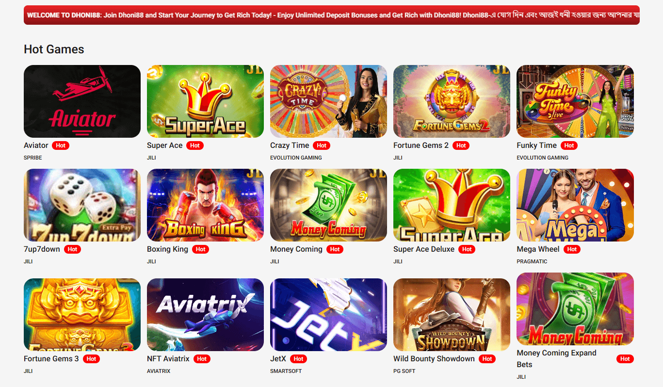 Play Top Casino Games & Slots at Dhoni88